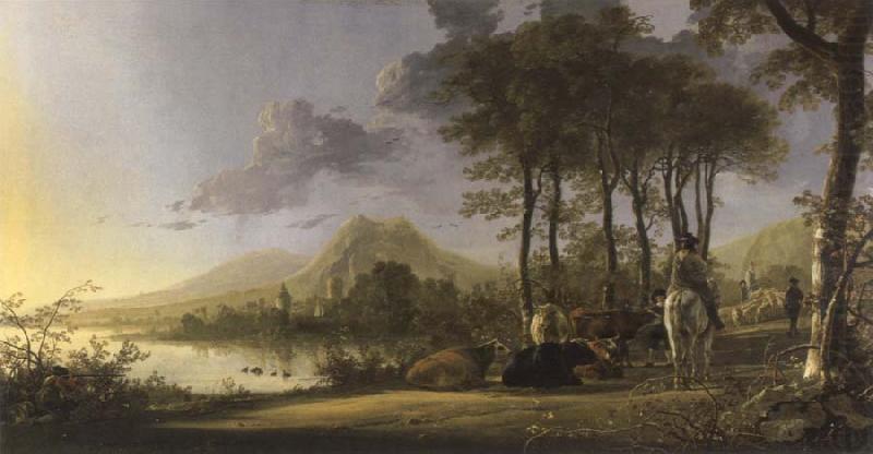 river landscape with horsemen and peasants, Aelbert Cuyp